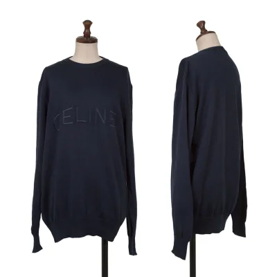 CELINE Logo Embroidery Cotton Knit Sweater