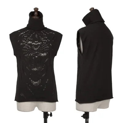 KRIZIA MAGLIA Lace Sleeveless Turtle Neck Knit Top