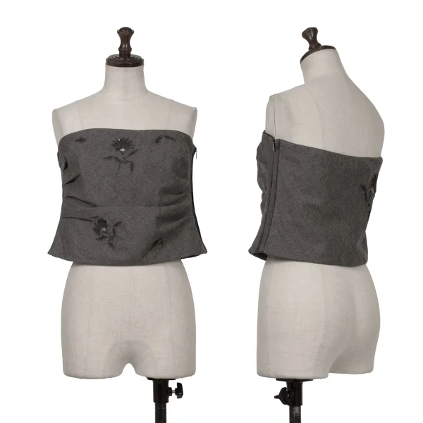 ICEBERG Beads Embroidery Bare Top Grey 42 K-161835_001
