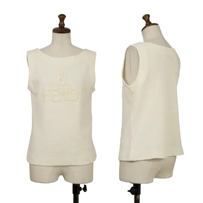 FENDI Logo Embroidery Sequin Sleeveless Knit