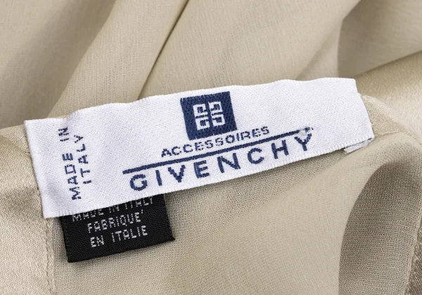 ジバンシィGIVENCHY サテン切替シルク大判スカーフ ベージュ K-161838_008