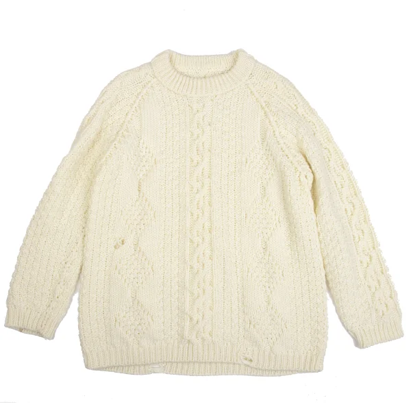 Maison Martin Margiela 10 Low Gauge Crushed Cable Knit Sweater Cream S K-161850_001