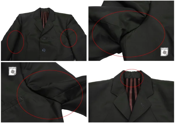 ジャンポールゴルチエ オムJean Paul GAULTIER HOMME ポリ混ストライプライニングジャケット 深緑48 K-161859_002