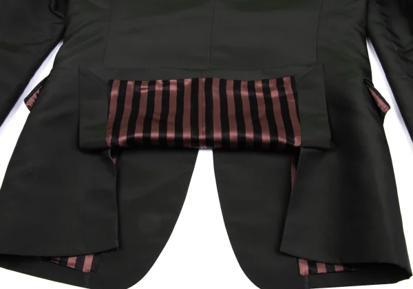ジャンポールゴルチエ オムJean Paul GAULTIER HOMME ポリ混ストライプライニングジャケット 深緑48 K-161859_016