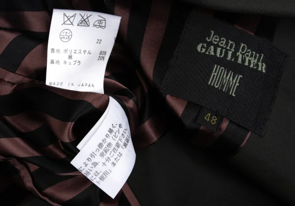 ジャンポールゴルチエ オムJean Paul GAULTIER HOMME ポリ混ストライプライニングジャケット 深緑48 K-161859_020