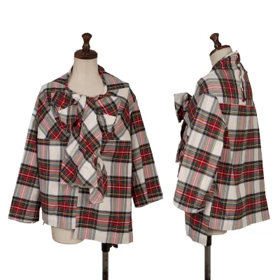 tricot COMME des GARCONS Front kKnot Design Checked Blouse