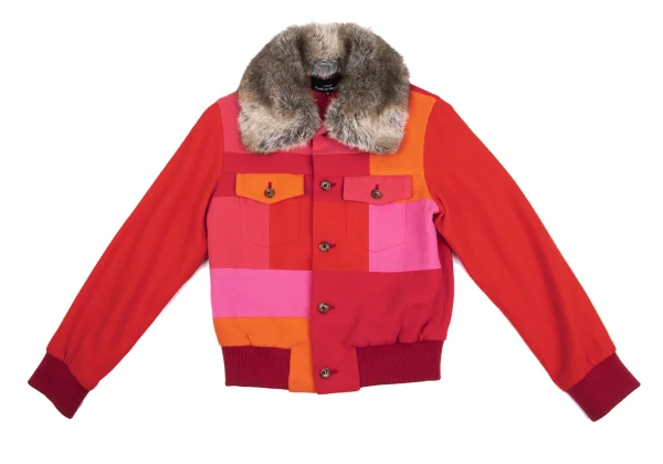 tricot COMME des GARCONS Faux Fur Collar Panel Switching Blouson K-161888_002