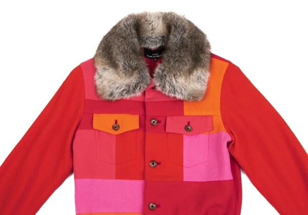 tricot COMME des GARCONS Faux Fur Collar Panel Switching Blouson K-161888_003