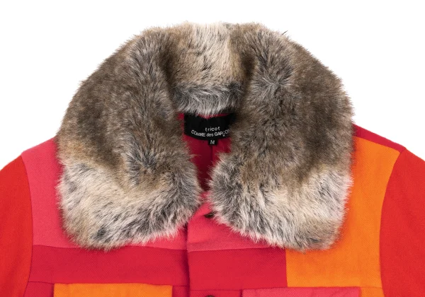 tricot COMME des GARCONS Faux Fur Collar Panel Switching Blouson K-161888_004