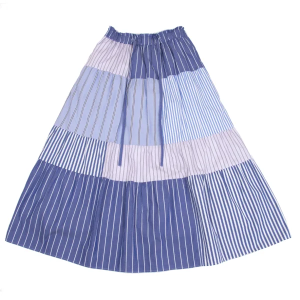 YUKI TORII Striped Switching Elastic Waist Skirt K-161920_002