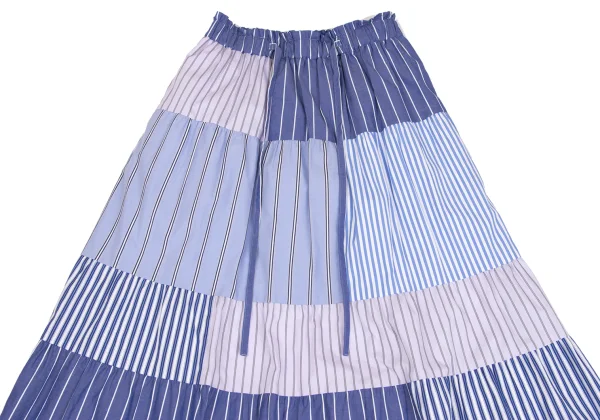 YUKI TORII Striped Switching Elastic Waist Skirt K-161920_003