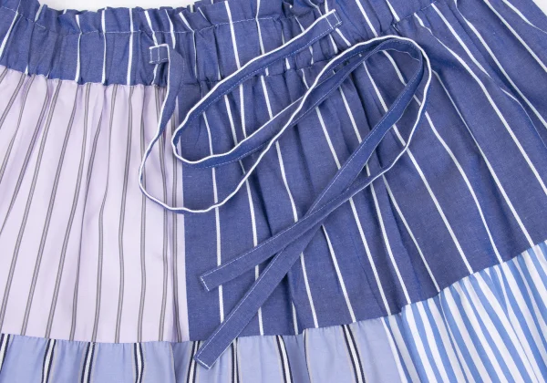 YUKI TORII Striped Switching Elastic Waist Skirt K-161920_005