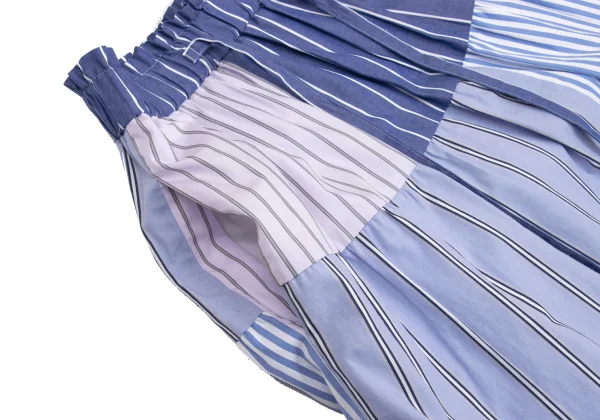YUKI TORII Striped Switching Elastic Waist Skirt K-161920_006