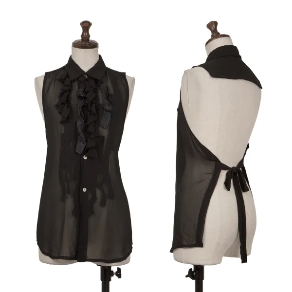 robe de chambre COMME des GARCONS Sheer Frill Decoration Halter Neck Top Black S-M K-161922_001