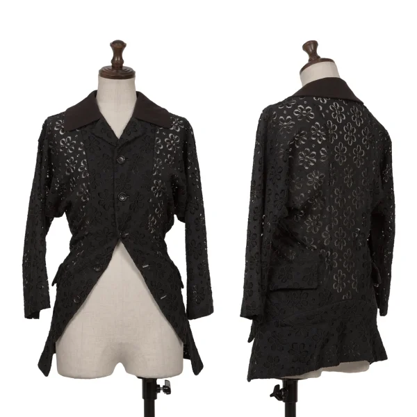 COMME des GARCONS Floral Lace Design Blouse Black XS K-161926_001