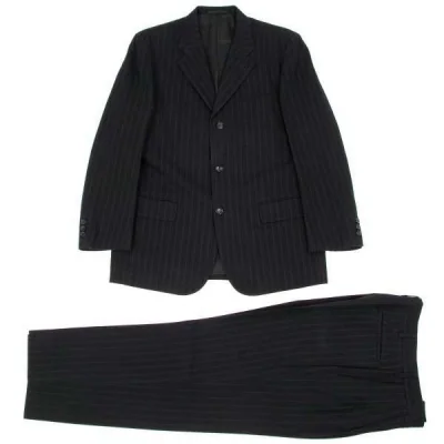 コムデギャルソン オムCOMME des GARCONS HOMME コットンウールストライプセットアップスーツ 黒