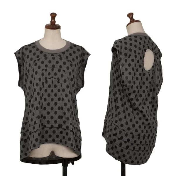 JUNYA WATANABE Back Hole Tiered Design Dot Sleeveless Top Grey,Black S K-161942_001