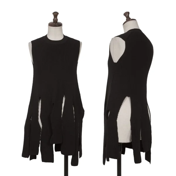 COMME des GARCONS Hem Cutting Knit Vest Black XS K-161957_001
