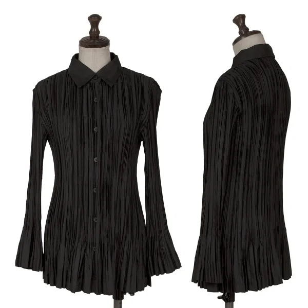 ISSEY MIYAKE Pleats Long Sleeve Shirt Black 2 K-161965_001