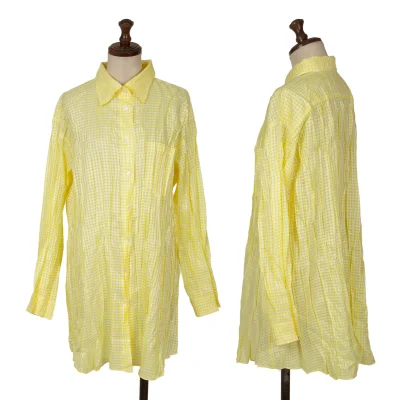 PLEATS PLEASE Wrinkled Pleats Check Long Sleeve Shirt