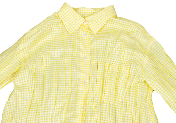 PLEATS PLEASE Wrinkled Pleats Check Long Sleeve Shirt K-161970_003
