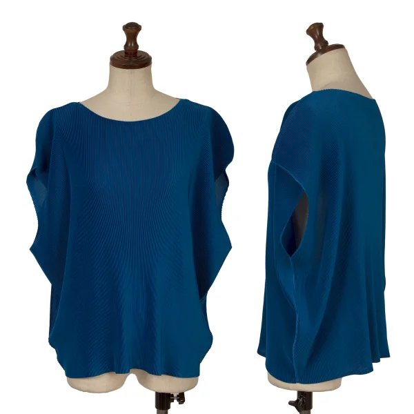 PLEATS PLEASE Sleeveless Mist Pleated Wide Top Blue 3 K-161975_001