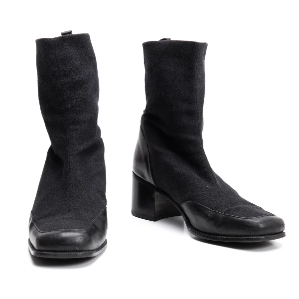 ISSEY MIYAKE Leather Switching Boots Black 23 (US About 6) K-161976_001
