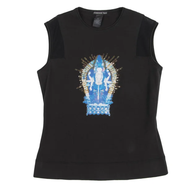 VIVIENNETAM Printed Sequin Decoration Sleeveless Top K-161991_002