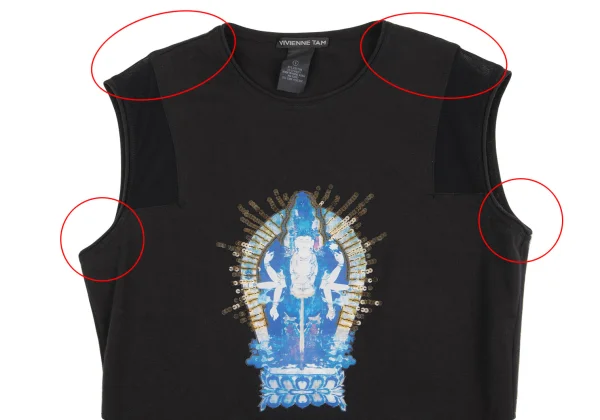 VIVIENNETAM Printed Sequin Decoration Sleeveless Top K-161991_003