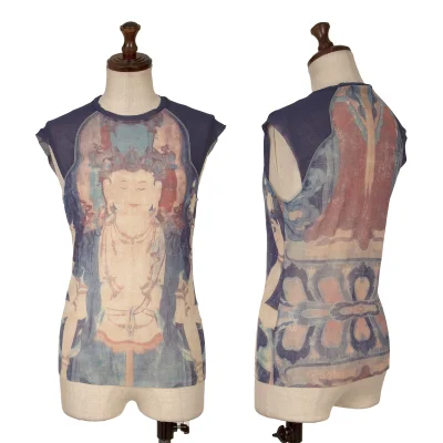VIVIENNETAM Printed Mesh Sleeveless Top