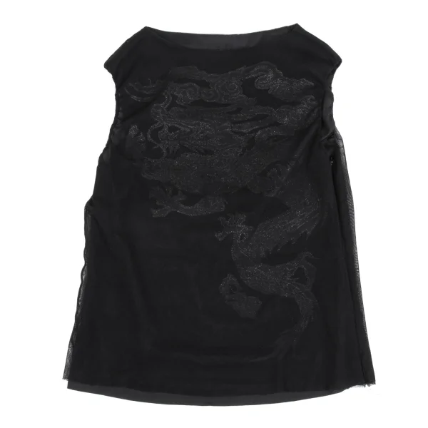 VIVIENNETAM Glitter Dragon Printed Mesh Layered Sleeveless Top K-161993_002