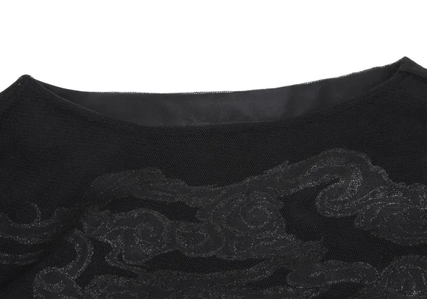 VIVIENNETAM Glitter Dragon Printed Mesh Layered Sleeveless Top K-161993_004