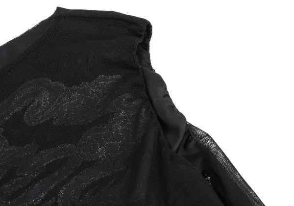 VIVIENNETAM Glitter Dragon Printed Mesh Layered Sleeveless Top K-161993_005
