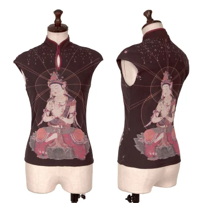 VIVIENNETAM Printed Mesh Sleeveless Top