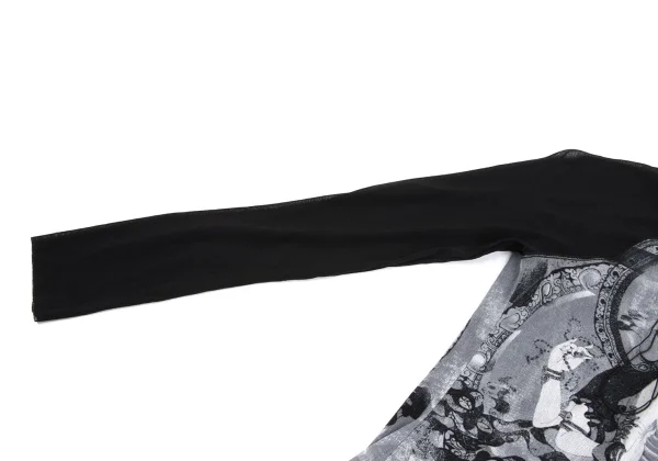 VIVIENNETAM Printed Neck Cord Design Mesh Layered Top K-161995_007