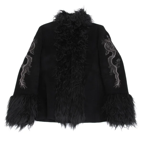 VIVIENNETAM Dragon Embroidery Faux Fur Trim Jacket K-161996_002