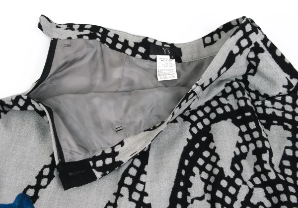 Y's Wool Patterned Asymmetrical Skirt K-161997_007