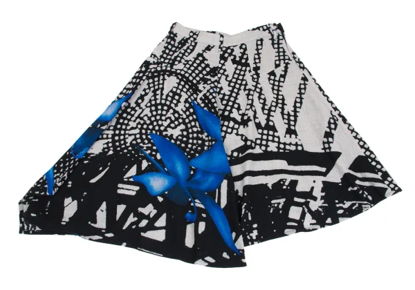 Y's Wool Patterned Asymmetrical Skirt K-161997_012