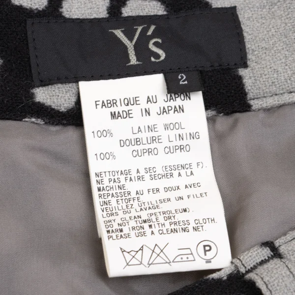 Y's Wool Patterned Asymmetrical Skirt K-161997_015