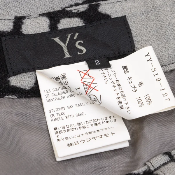 Y's Wool Patterned Asymmetrical Skirt K-161997_016