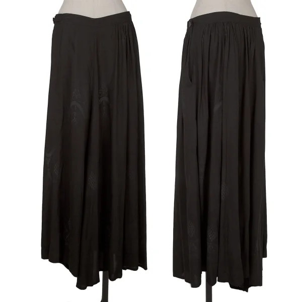 Yohji Yamamoto NOIR Rayon Faded Print Asymmetrical Pants Black 1 K-161999_001