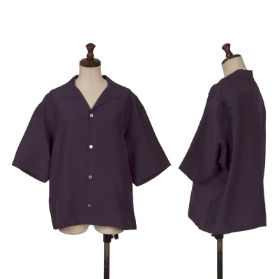 Yohji Yamamoto FEMME Silk Open Collar Shor Sleeve Shirt