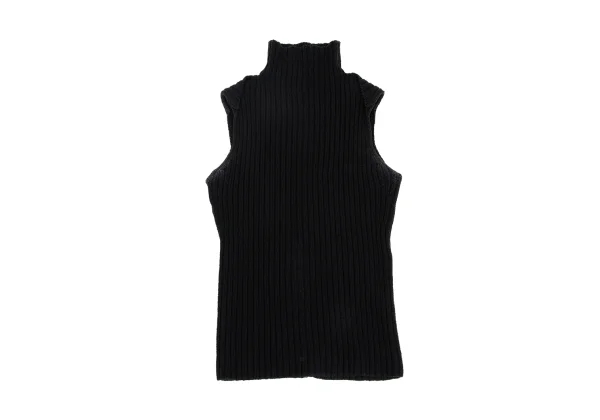 Yohji Yamamoto FEMME Cotton Rayon High Neck Sleeveless Rib Knit Sweater K-162007_002