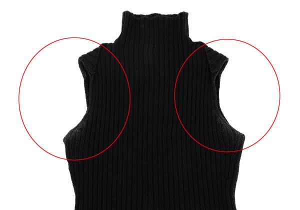 Yohji Yamamoto FEMME Cotton Rayon High Neck Sleeveless Rib Knit Sweater K-162007_003