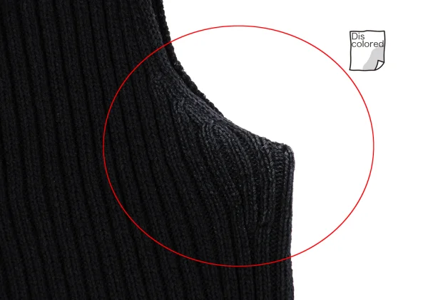Yohji Yamamoto FEMME Cotton Rayon High Neck Sleeveless Rib Knit Sweater K-162007_005