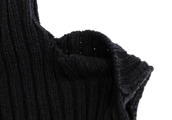 Yohji Yamamoto FEMME Cotton Rayon High Neck Sleeveless Rib Knit Sweater K-162007_008