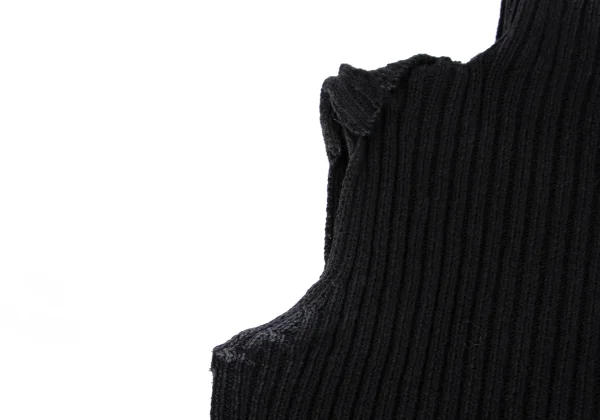 Yohji Yamamoto FEMME Cotton Rayon High Neck Sleeveless Rib Knit Sweater K-162007_009