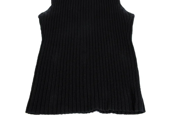Yohji Yamamoto FEMME Cotton Rayon High Neck Sleeveless Rib Knit Sweater K-162007_010