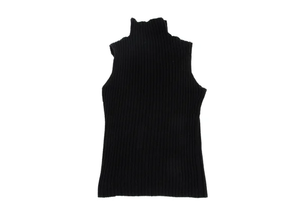 Yohji Yamamoto FEMME Cotton Rayon High Neck Sleeveless Rib Knit Sweater K-162007_012