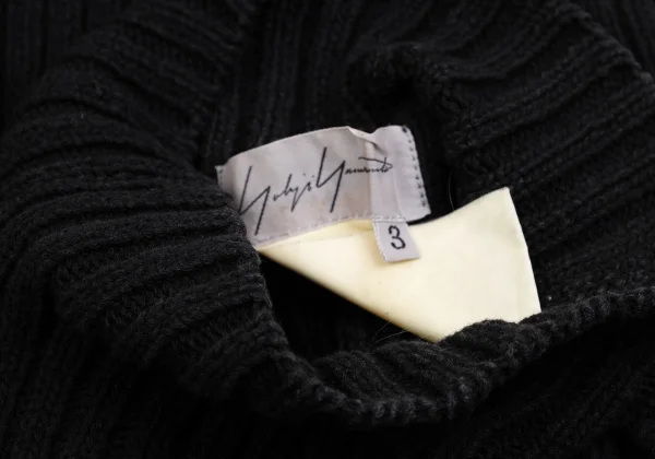 Yohji Yamamoto FEMME Cotton Rayon High Neck Sleeveless Rib Knit Sweater K-162007_015